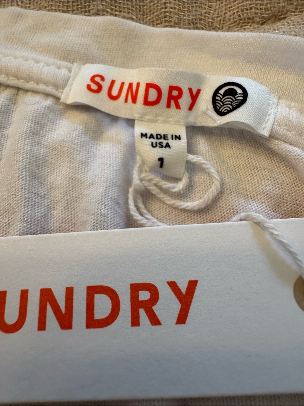 Sundry "Sunshine" White Tank Top with Pink & Orange Lettering Size 1 - Small NWT - Picture 3 of 5